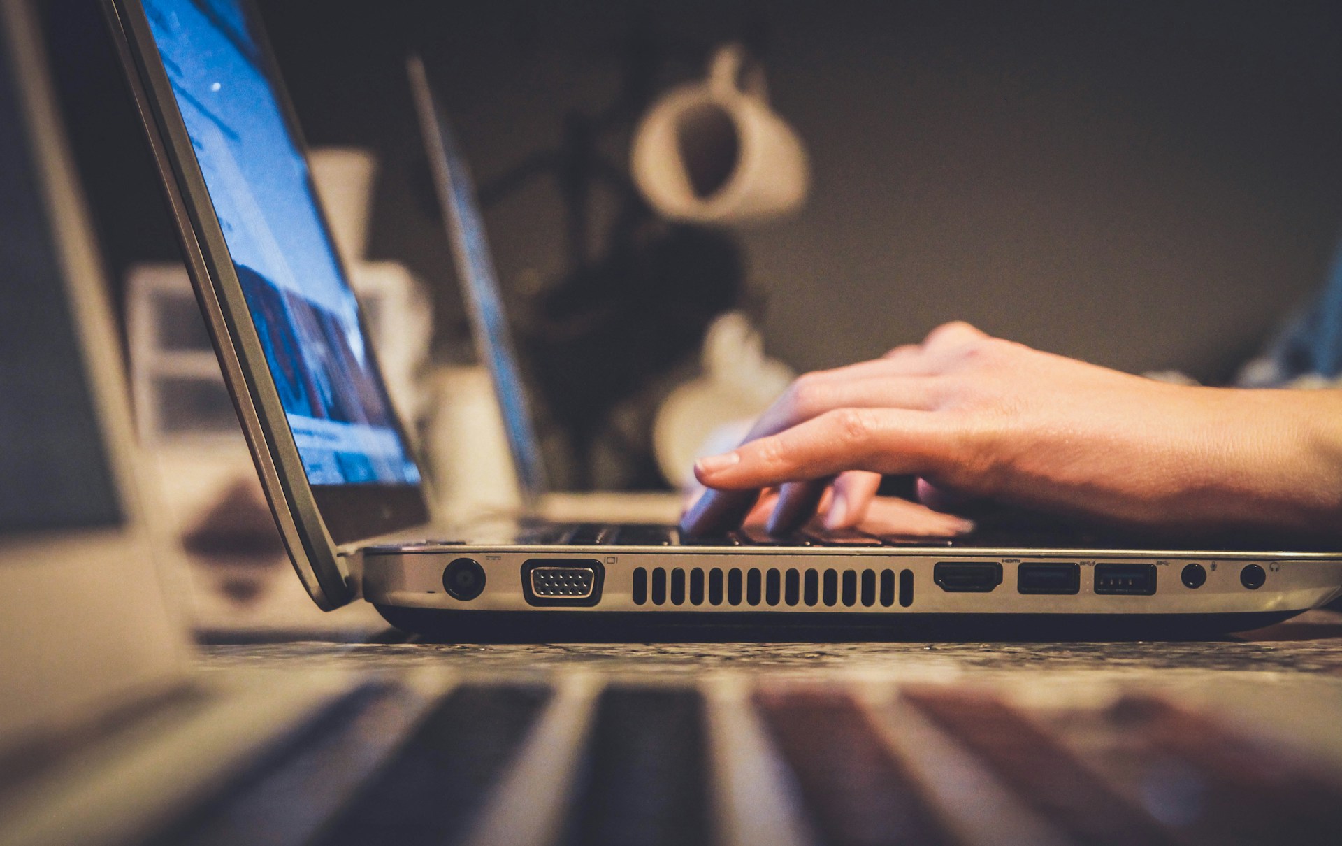 Investor browsing mining projects on a laptop