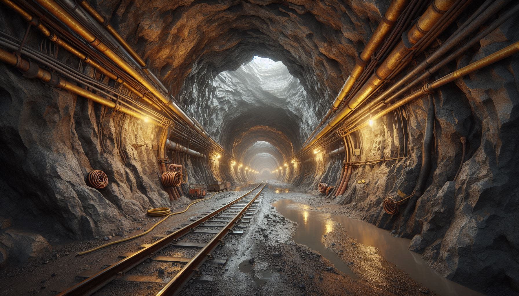 Underground gold mine tunnel in Ghana